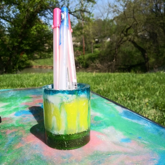 Cute Handmade Pen Holder Resin Art Birthday Gift Office Work Desk - Picture 4 of 10